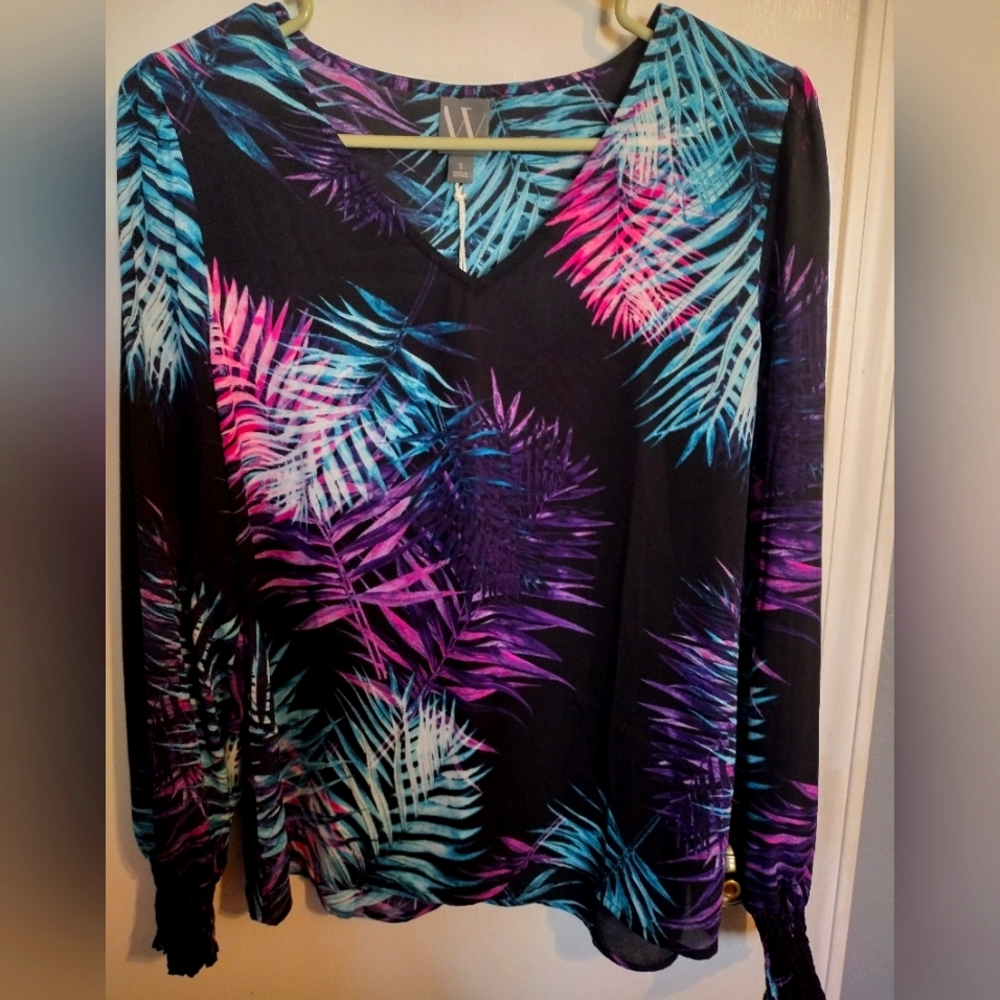 Blouse Worthington Pink and Blue Light Airy Fabric Light Airy FabricSz S